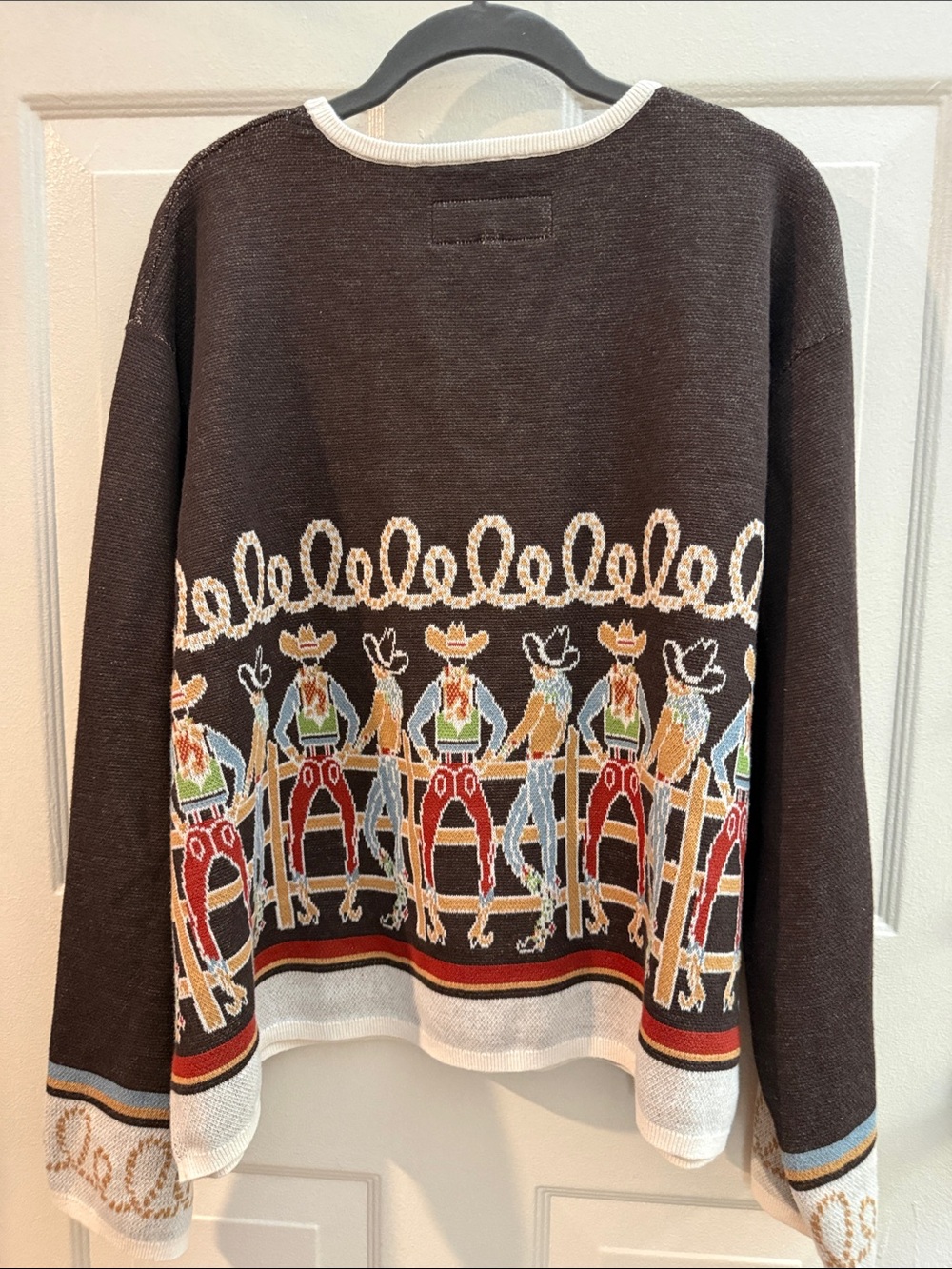 NWT Double D Ranch Brown with Cream Trim Western Cowboy Crewneck Sweater. 2X - Picture 2 of 14